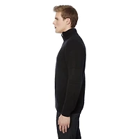 Dark Black Men's Long-Sleeve 1/4 Zip Mock Neck Sweater