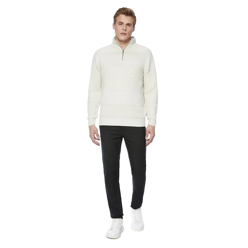 Chandail manches longues col montant zip 1/4 Dark Black