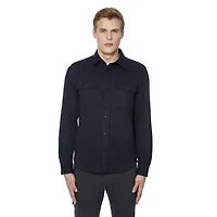 Dark Black Men's Long-Sleeve  Woven Shirt Flannel