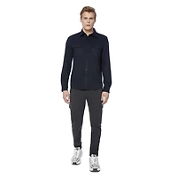 Dark Black Men's Long-Sleeve  Woven Shirt Flannel