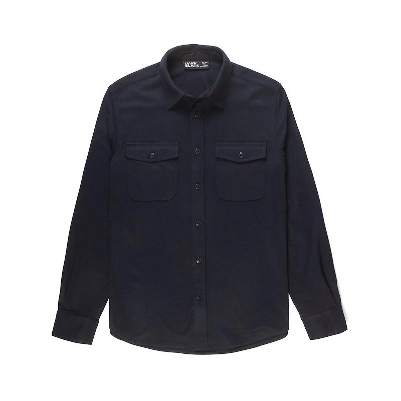 Dark Black Men's Long-Sleeve Woven Shirt Flannel