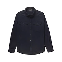 Dark Black Men's Long-Sleeve  Woven Shirt Flannel
