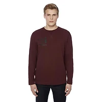 Dark Black Men's Long Sleeve Crew Neck