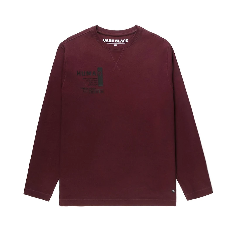 Dark Black Men's Long Sleeve Crew Neck