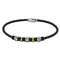 Stingray leather braided and beaded tri-ton men's bracelet