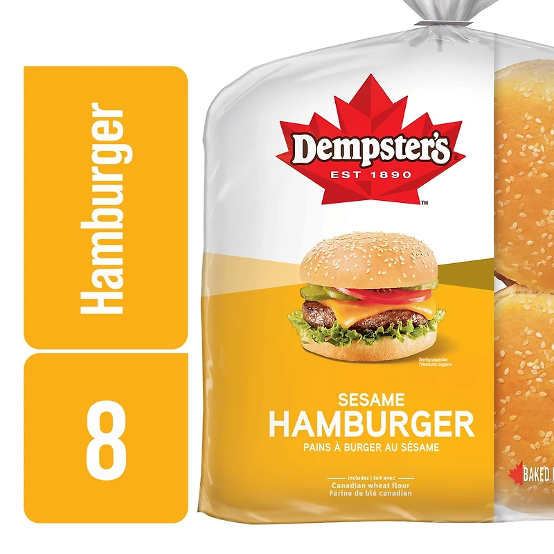 Dempster’s® Sesame Hamburger Buns, Pack of 8