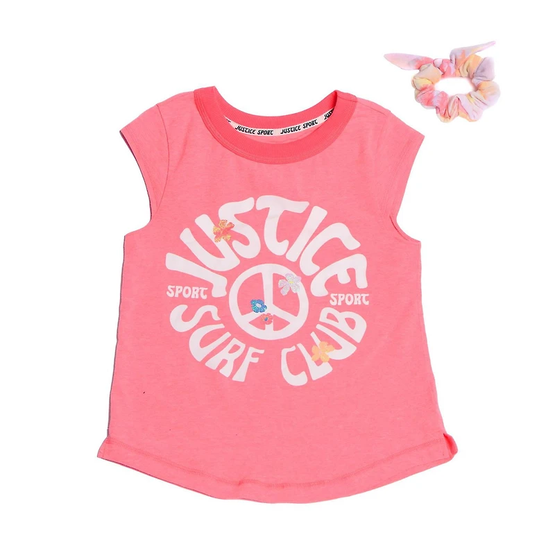Justice Girls Peace Club Top with Scrunchie