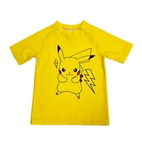 Rashguard à manches courtes Pokemon Boys Pikachu Charged Up
