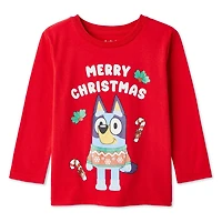 Bluey Toddler Girls' Long-Sleeve Holiday T-Shirt