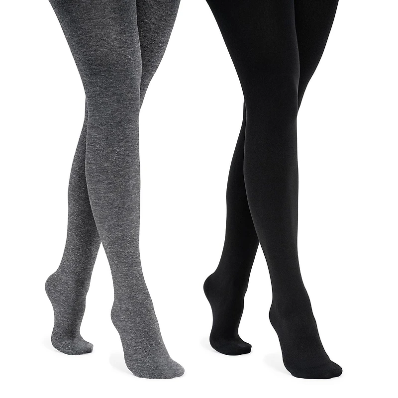 Muk Luks Women's Fleece Lined Tights 2 Pair