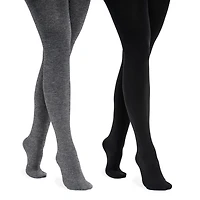 Muk Luks Women's Fleece Lined Tights 2 Pair