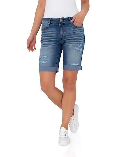 Jordache Femmes Bermuda Slim Roulé Ourlet