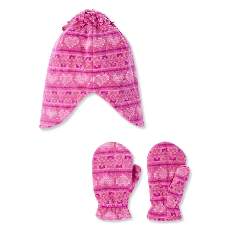 Ensemble en molleton 2 pièces avec bonnet et mitaines à motif George pour petites filles