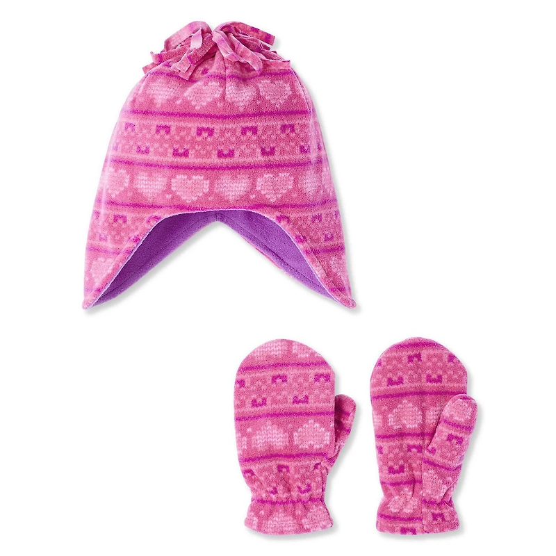 Ensemble en molleton 2 pièces avec bonnet et mitaines à motif George pour petites filles