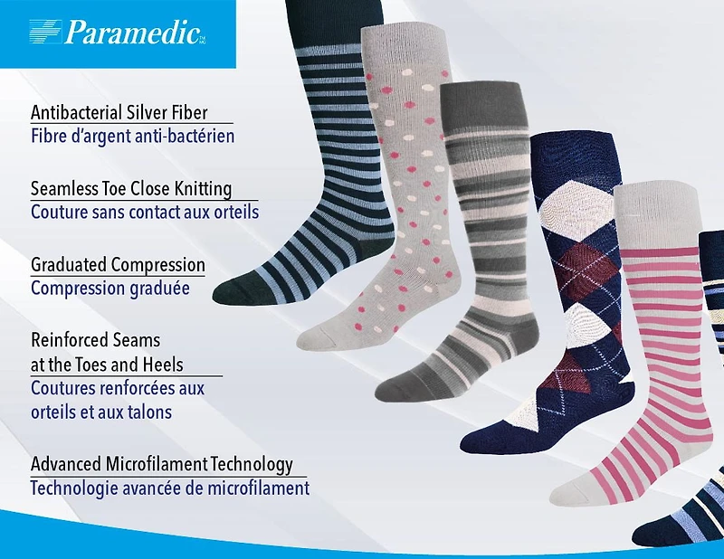 Bas de compression Paramedic à pois pour femme, 15-20 mmHg - Large Bas de compression Paramedic élégants à pois, jusqu'au genou, pour femmes, 15-20 mmHg