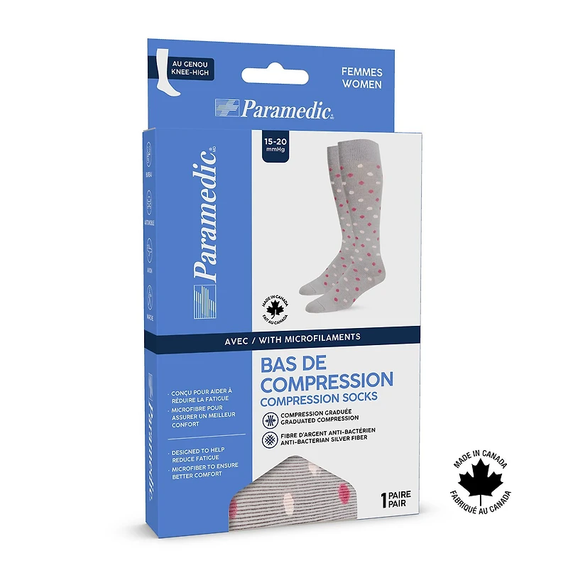 Bas de compression Paramedic à pois pour femme, 15-20 mmHg - Medium