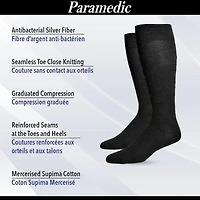 Bas compression Premium Paramedic 15-20 mmHg homme noir (1 paire) - Medium Bas de compression Paramedic pour hommes - Style élégant Premium de coton, jusqu'au genou, 15-20 mmHg