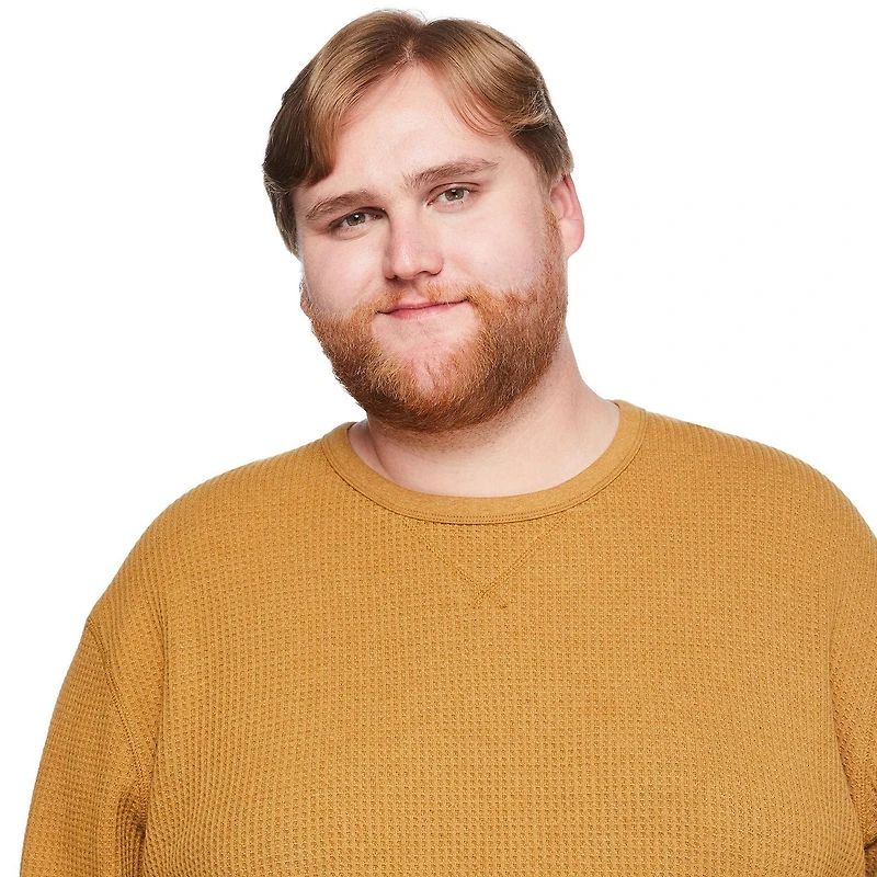 George Big Men's Waffle Crew Neckline Popover