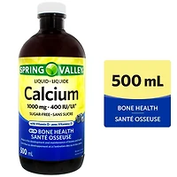 Spring Valley Liquide Calcium1000 mg • 400 UI avec Vitamine D Arôme de bleuets - Sans sucre 500ml