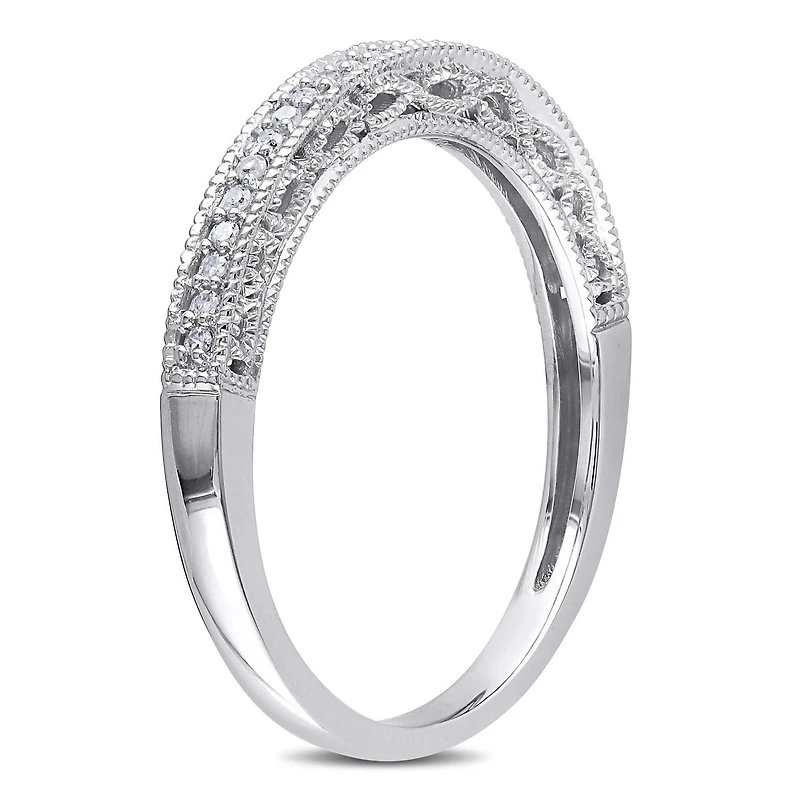 Miabella 0.10 Carat T.W. Diamond 10 K White Gold Wedding Band