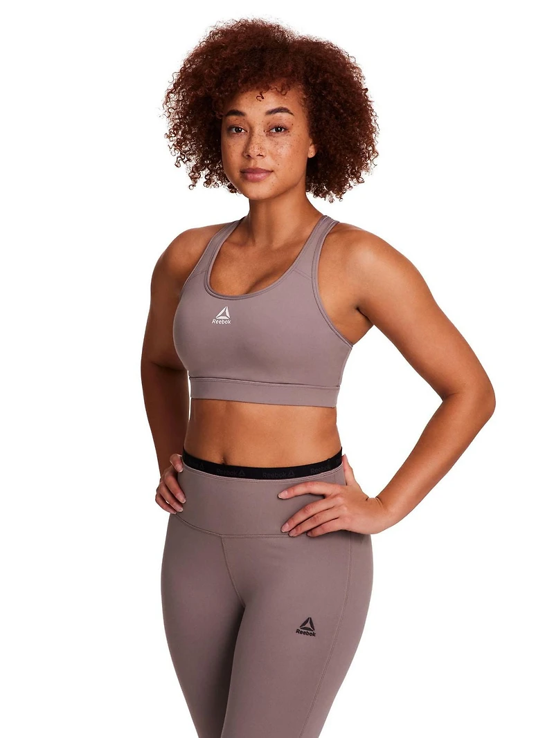 Reebok Women's Stronger Sports Bra with Mesh Panel and Removable Cups
