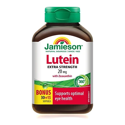 Jamieson Lutein with Zeaxanthin Softgels, 20 mg, Extra Strength, 45 Count