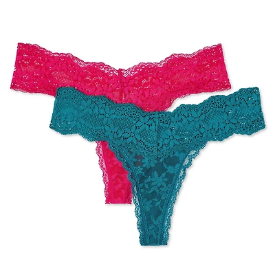 Lot de 2 tangas en dentelle No Boundaries pour femmes Tailles P-TTG