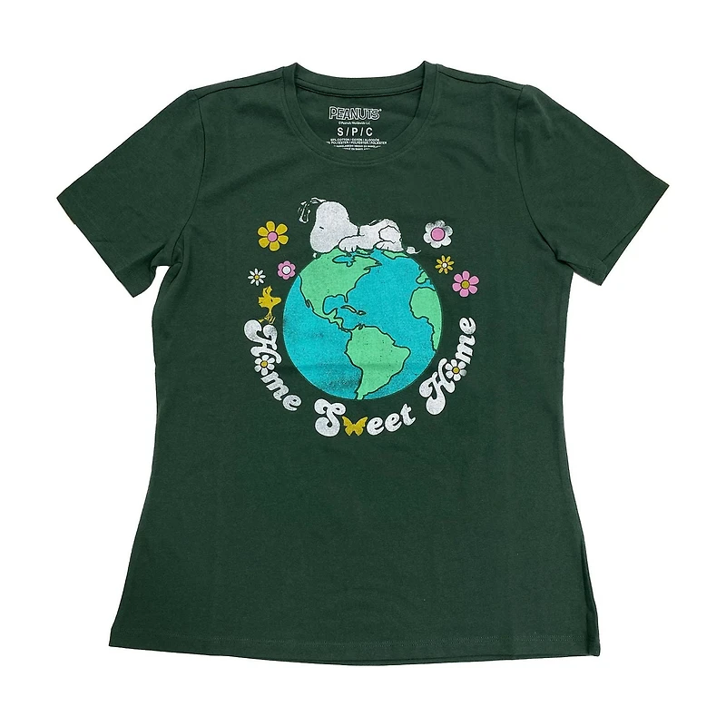 Peanuts Ladies Home Sweet Earth Short Sleeve T-Shirt