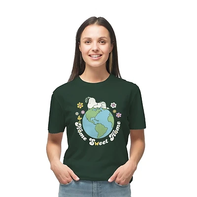 Peanuts Ladies Home Sweet Earth Short Sleeve T-Shirt