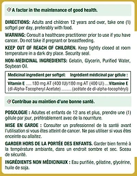 Nature’s Bounty Vitamine E 400 UI, aide au maintien d’une bonne santé, 100 gélules