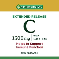 NATURE'S BOUNTY Vitamin C With Rose Hips, 1500 mg, Extended Release, Helps Maintain Immune Function, Coated Tablets 100.0 count, 100 Coated Tablets