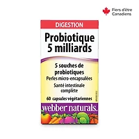 Webber Naturals Probiotique  5 milliards 5 souches de probiotiques 60 capsules végétariennes