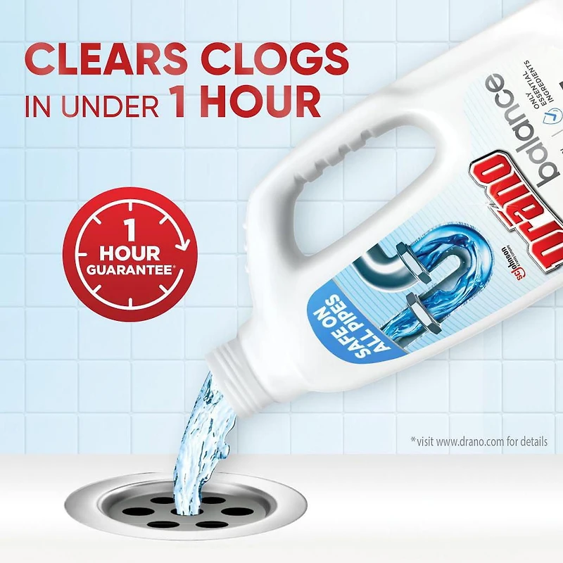 Drano Balance Drain Cleaner and Clog Remover, 900ml