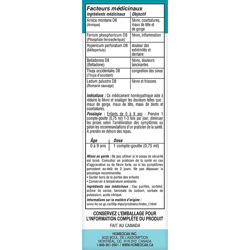 Kids 0-9 Pain and Fever Homeopathic Medicine