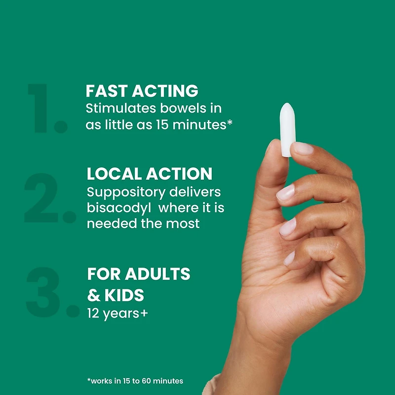 Dulcolax 10 MG Suppositories - Bisacodyl Active Ingredient - Effective Relief of Occasional Constipation - Relief Within 15-60 Minutes - Suitable for Children 12 Years & Older, Adults and Breastf