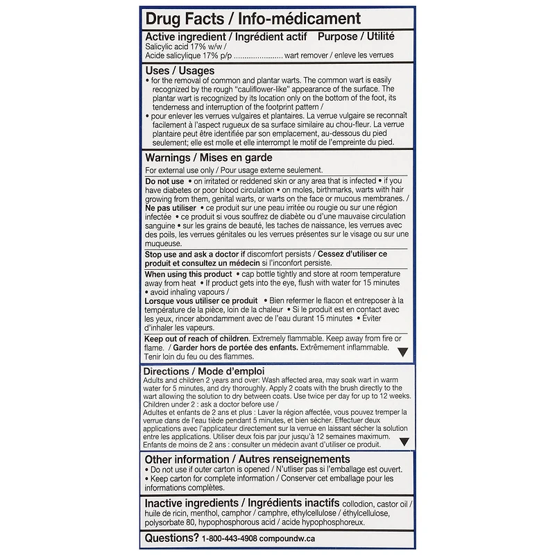 Compound W Pour Enlever Les Verrues Extra-Fort Liquide À Action Rapide 10 ML Liquide