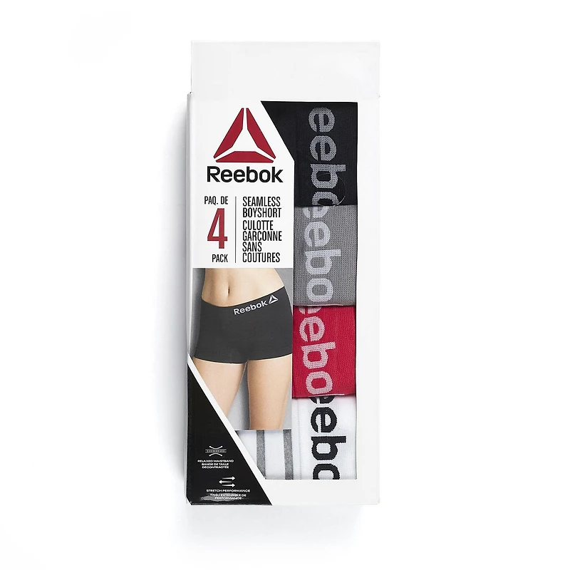 Reebok Ladies' 4 Pack Seamless Boyshorts
