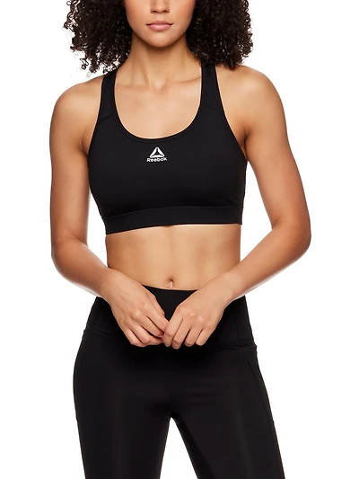 Reebok Women's Stronger Sports Bra with Mesh Panel and Removable Cups