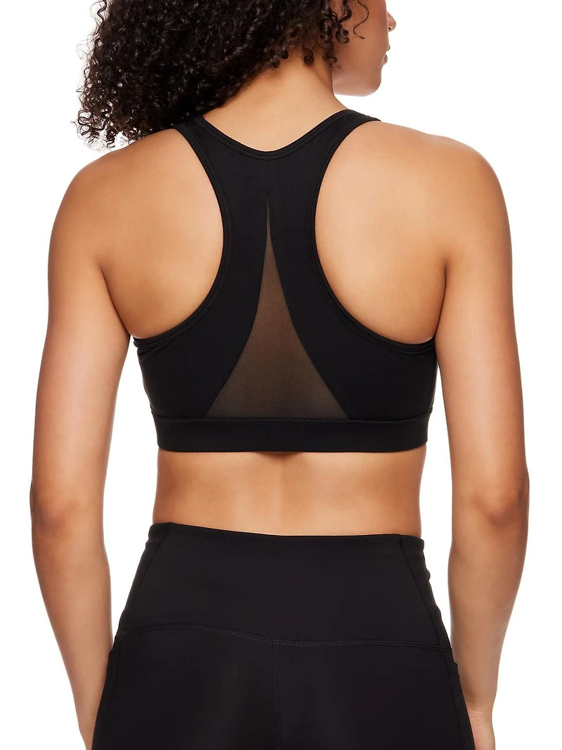 Reebok Women's Stronger Sports Bra with Mesh Panel and Removable Cups
