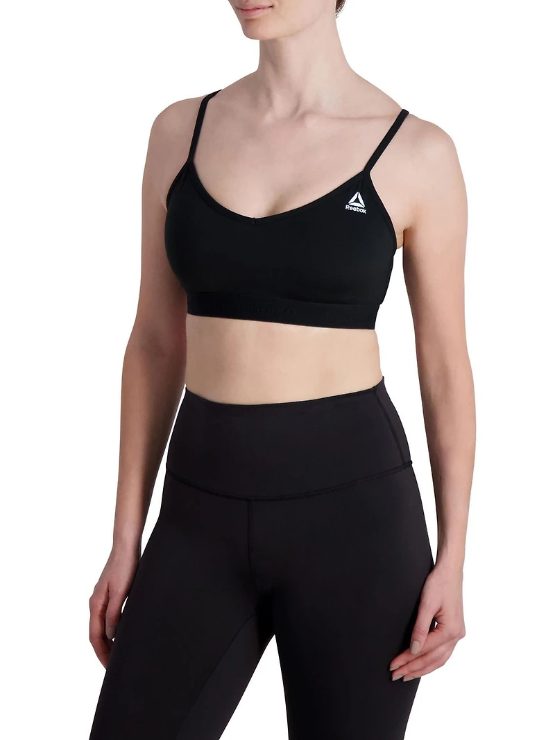 Reebok Women's Everyday Racerback Sports Bra with Mesh Panel and Removable Cups