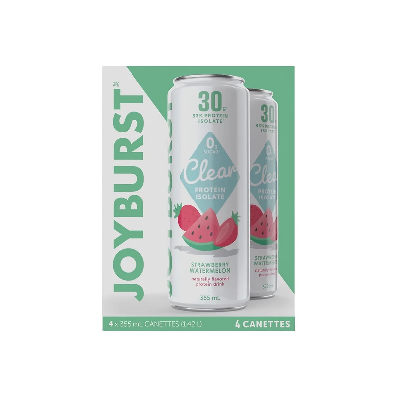 Joyburst Isolat de Protéine de Lactosérum Clair, Fraise Pastèque, 4 x 355mL