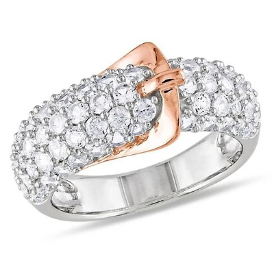 Bague à boucle Miadora avec 2.25 carat de saphir blanc synthétique en argent sterling