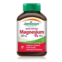 Jamieson Magnésium 500 mg + D3 500 UI 60 caplets