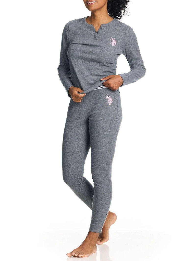 U.S. Polo Assn. Women's Ribbed Henley Long Underwear Thermal Set *On-Line Exclusive