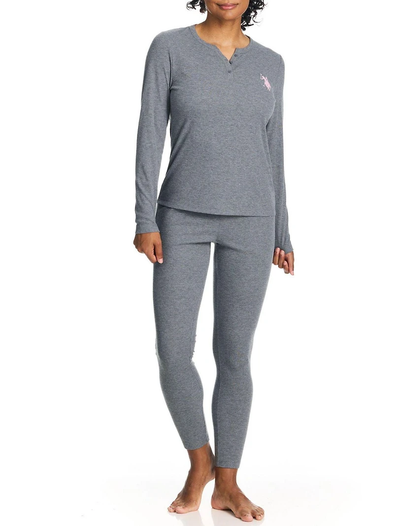 U.S. Polo Assn. Women's Ribbed Henley Long Underwear Thermal Set *On-Line Exclusive