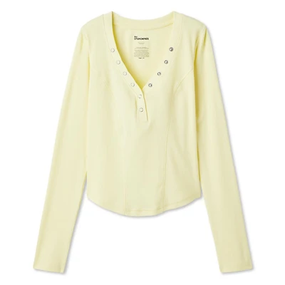 No Boundaries Women's Long-Sleeve Henley T-Shirt