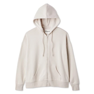 Haut à capuchon surdimensionné zippé sur la longueur No Boundaries pour femmes