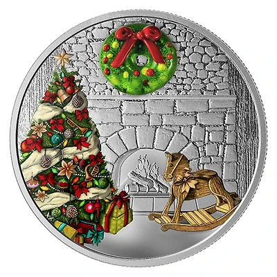 1 oz. Fine Silver Coloured Coin - Murano Holiday Wreath