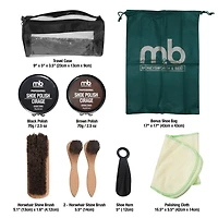 Moneysworth & Best Shoe Shine Deluxe Travel Kit, 8 Piece Set, Black & Brown Shoe Polish 70g