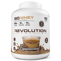 Revolution Nutrition, Iso Whey, Poudre de Protéines 6LB, Isolat à 100 %, 28 g de Protéines par Dosette, 82 Portions, Formule pour Masse Musculaire Maigre, Faible en Glucides, Sans Gluten, 2700 g, Cappuccino Glacé (6 Livres)